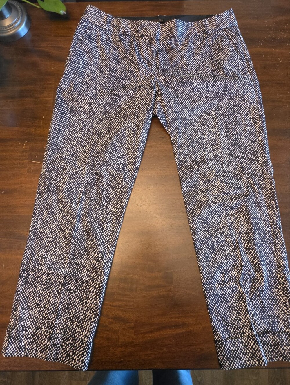 The Limited Drew Fit Black & White Textured Straight Leg Pants - Size 6